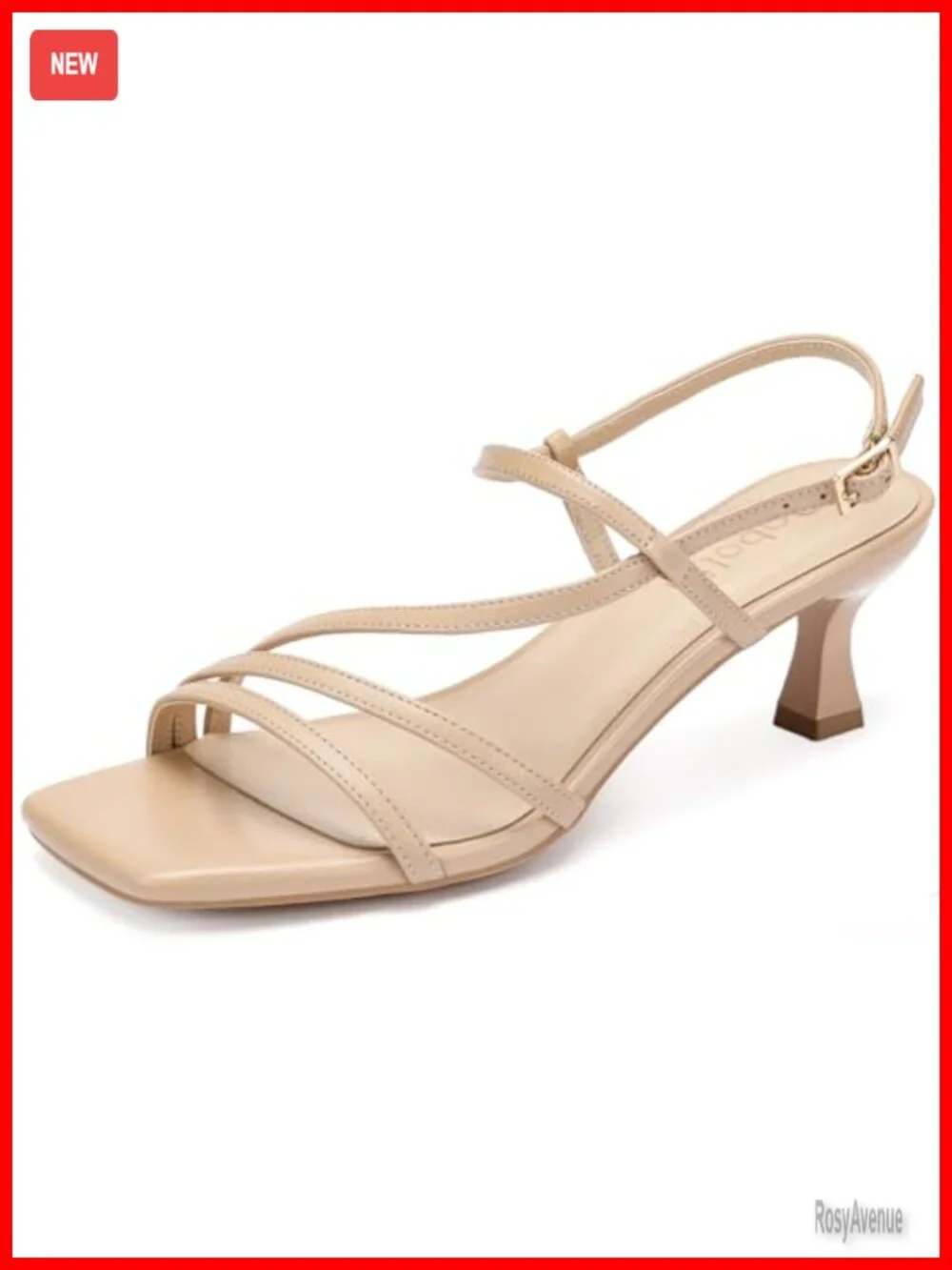 Square Open Toe Kitten Heel Strappy Slingback Sandals Dress Shoes